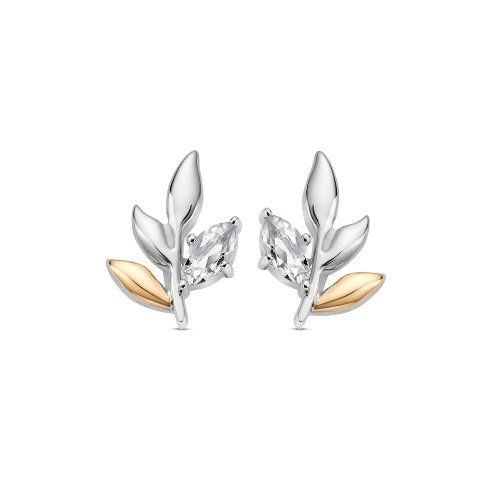 Clogau Silver Leaf Toaz Stud Earring 3SROY929
