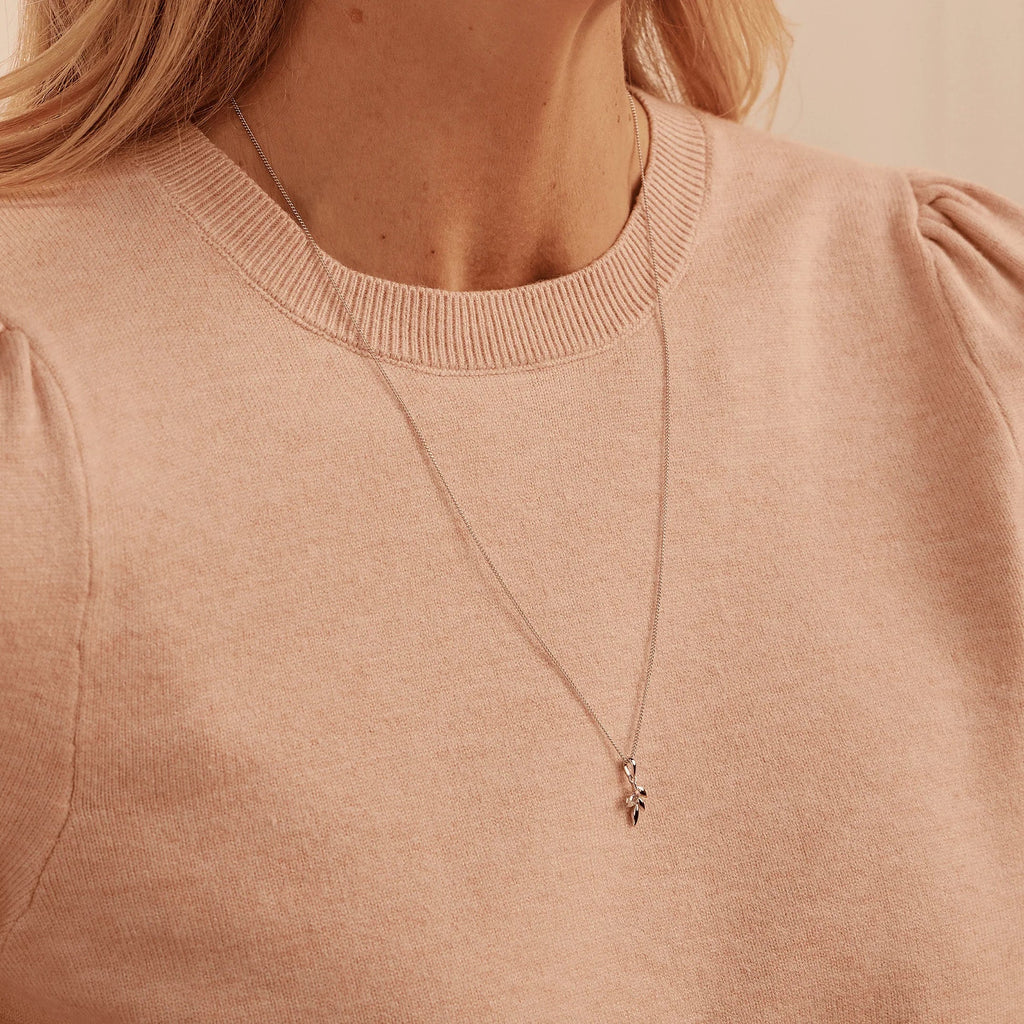 Clogau Silver Leaf Topaz Pendant Necklace 3SROY973 — view 2