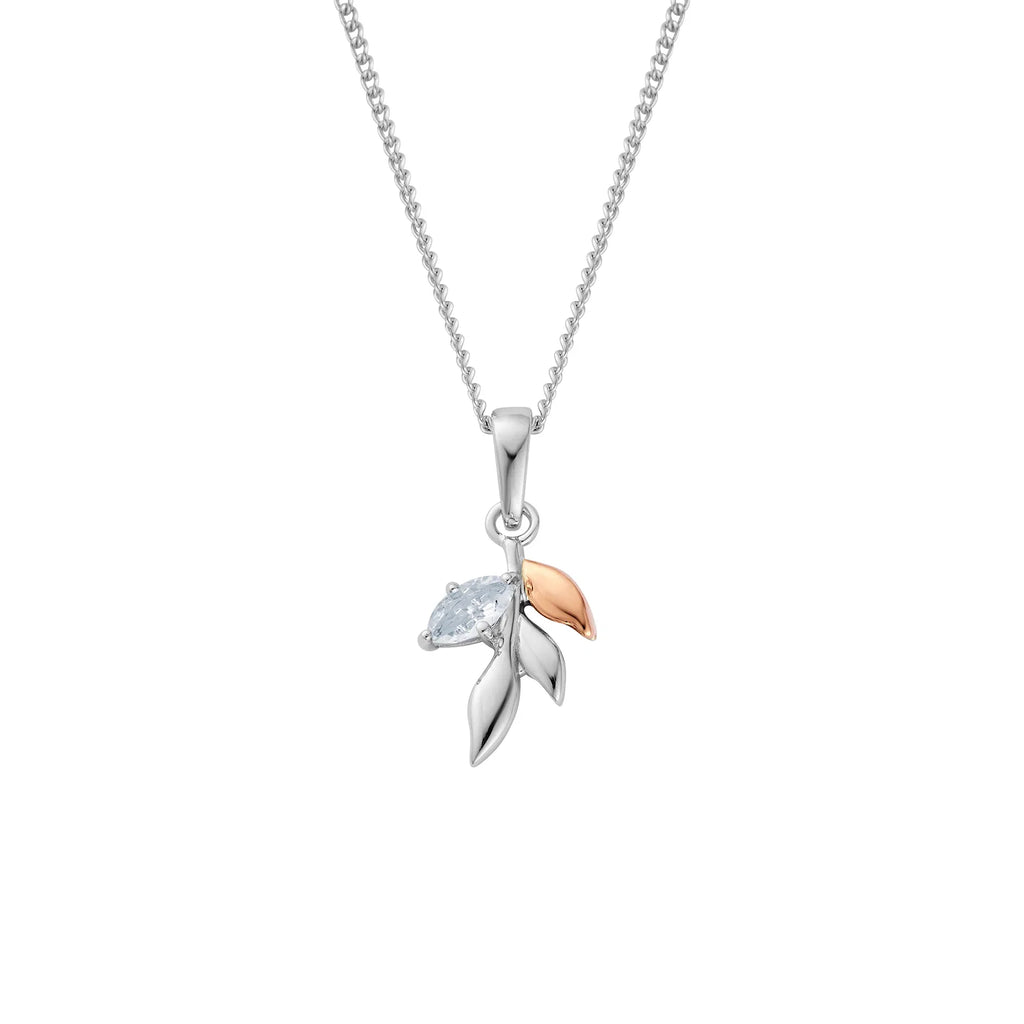 Clogau Silver Leaf Topaz Pendant Necklace 3SROY973