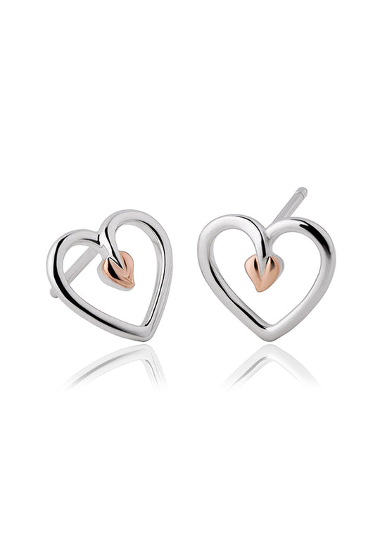 Clogau Silver Tree Of Life Heart Stud Earrings 3STLHE7