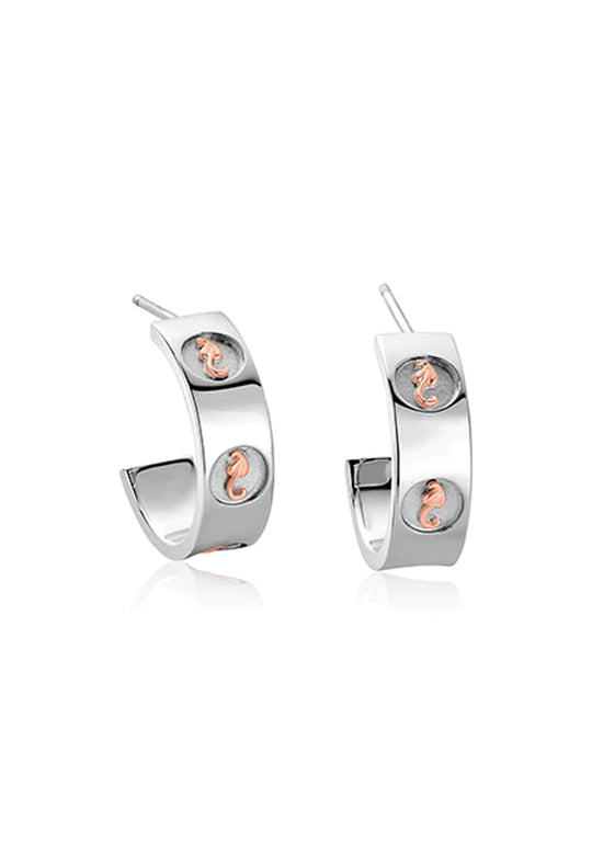 Clogau Insignia Half Hoop Earrings Sterling Silver
