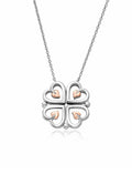 Clogau Tree of Life heart pendant showcasing the sterling silver and rose gold heart detailing on a delicate chain.