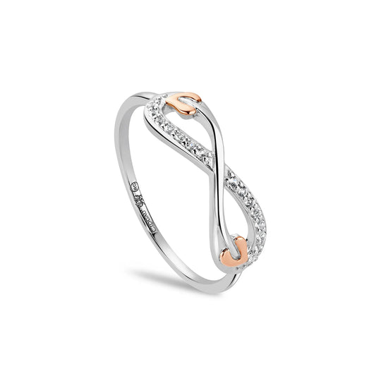 Clogau Infinity Ring With White Topaz in Sterling Silver