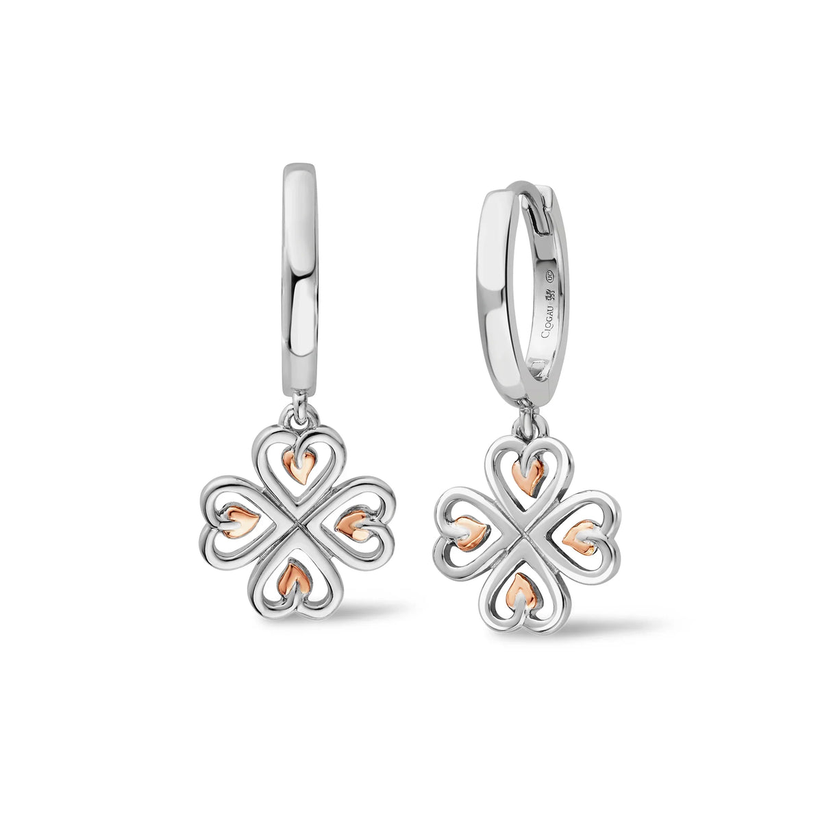 Clogau Tree Of Life Heart Drop Hoop-Earrings in Sterling Silver by Clogau