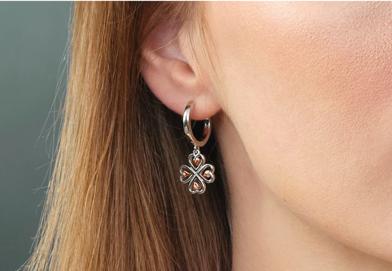 Clogau Tree Of Life Heart Drop Hoop-Earrings in Sterling Silver by Clogau