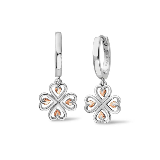 Clogau Tree Of Life Heart Drop Hoop-Earrings in Sterling Silver