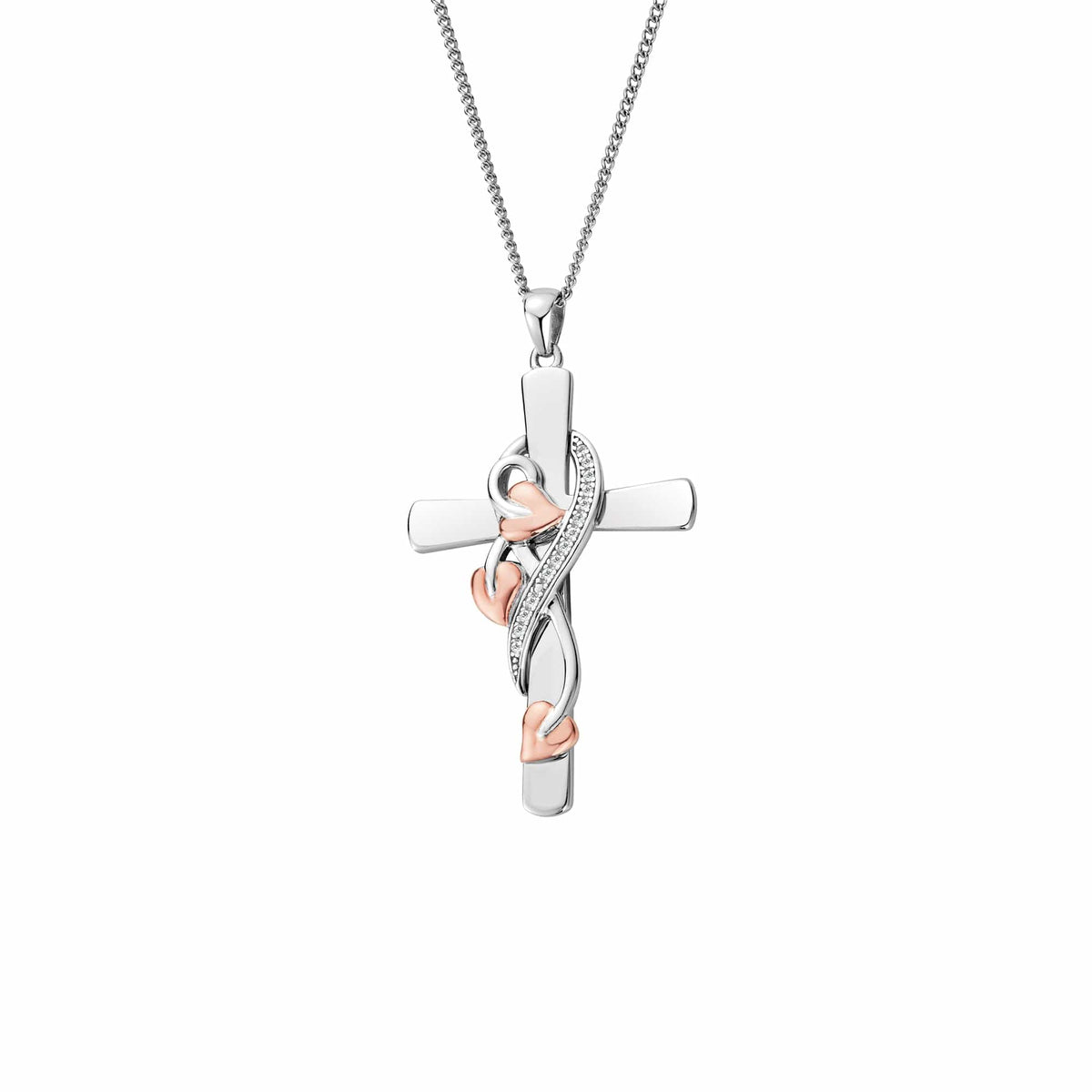 Clogau Tree Of Life Vine Cross Pendant With White Topaz In Sterling Silver 3STOLCDCP