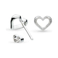 Kit Heath Love Silver Heart Fine Outline Stud Earrings 40530RP