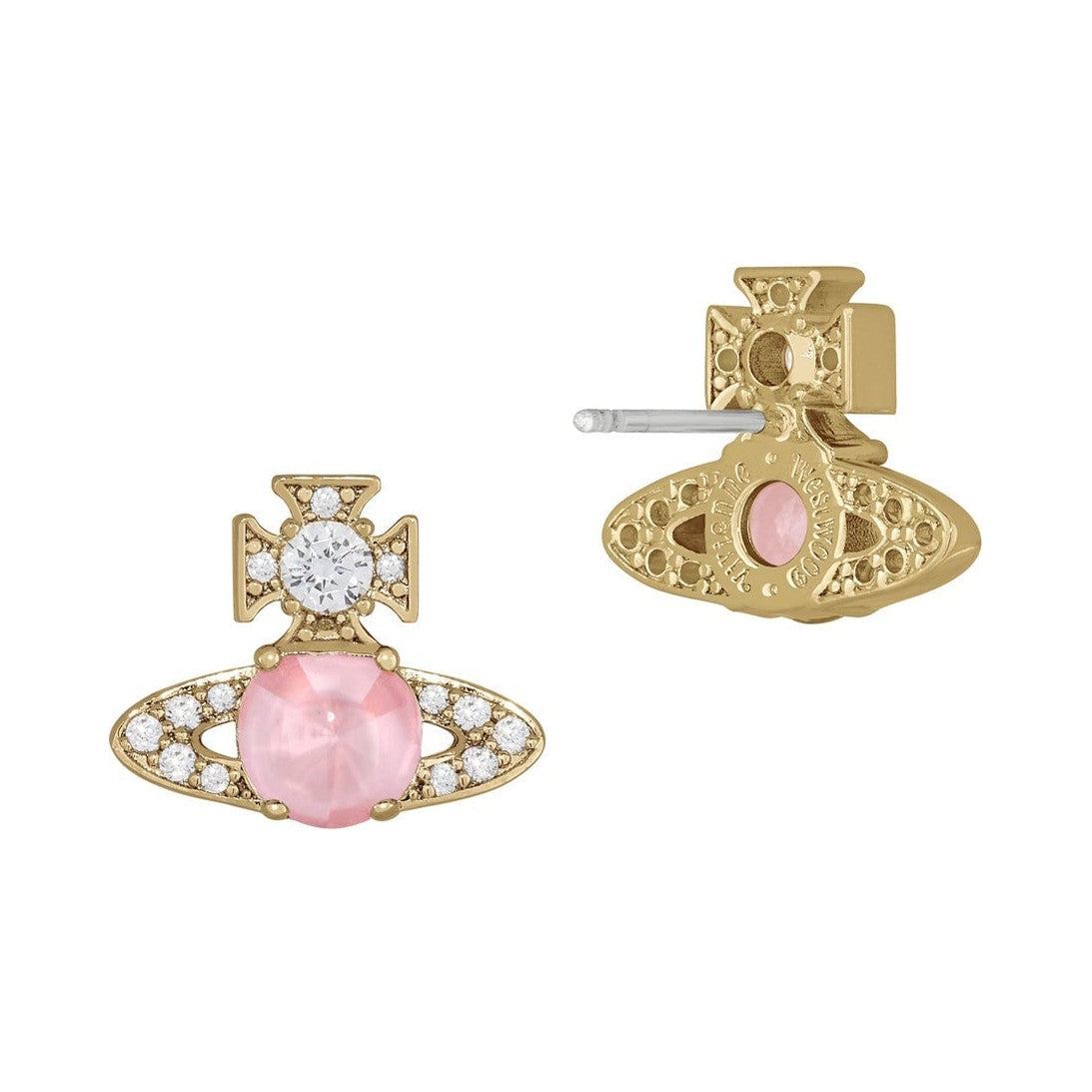 Vivienne Westwood Ondina Pink CZ Stud Earrings 6201038W-02R604 — view 2
