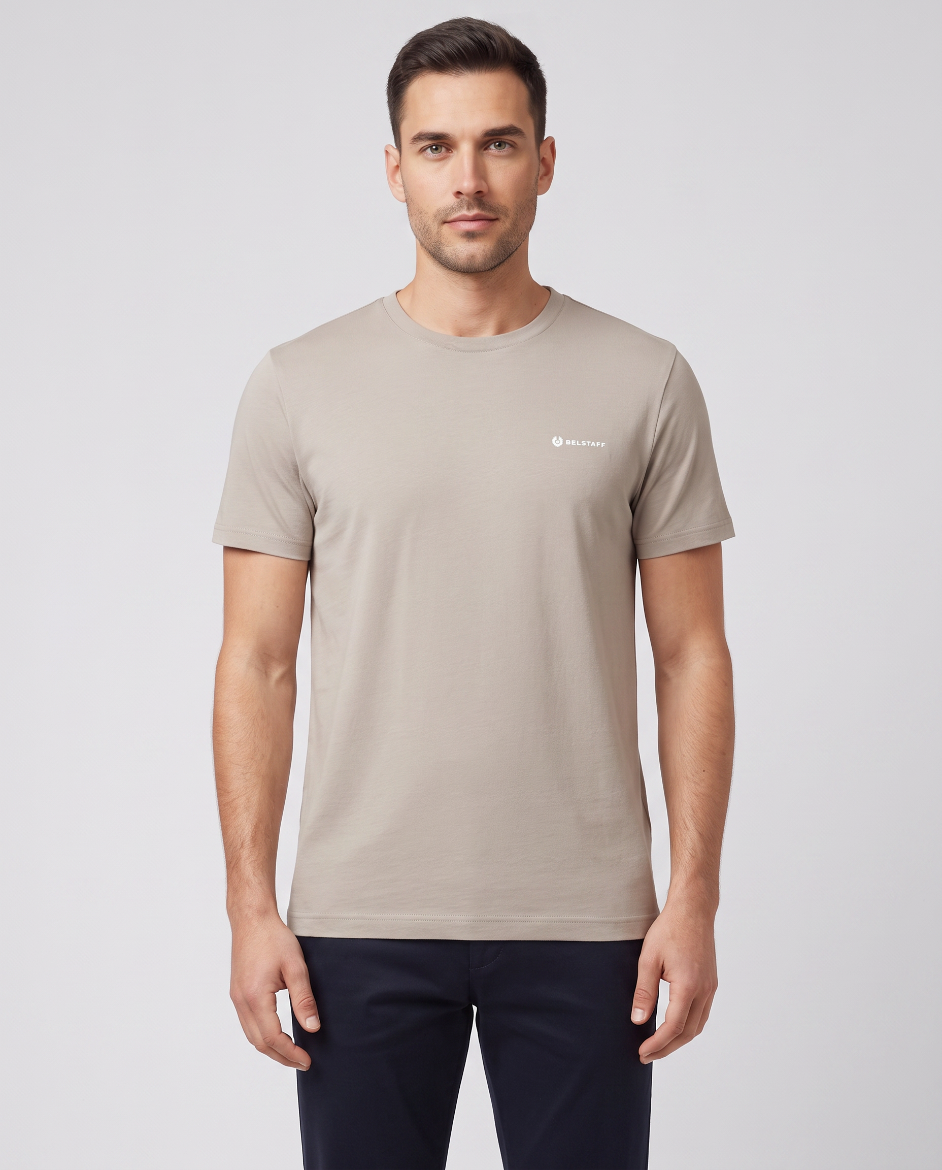 Mens Belstaff 3 Pack Multi T Shirts Petrol/Mist Blue/Concrete — Concrete
