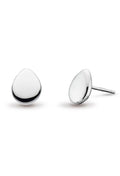 Silver Coast Pebbles stud earrings by Kit Heath, showcasing a modern, polished teardrop design and elegant simplicity.