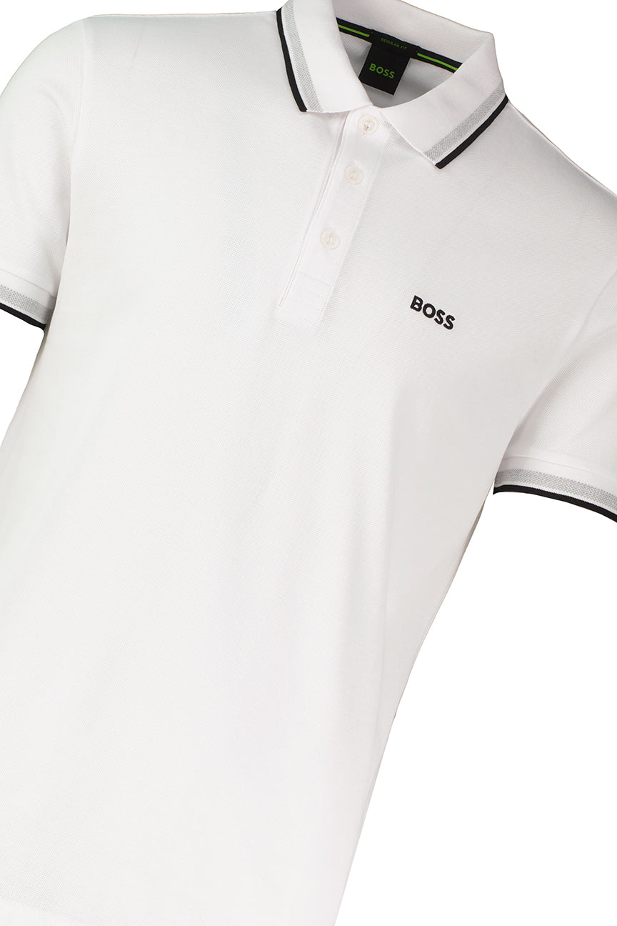 Mens BOSS Green Paddy White Polo Shirt - image 4