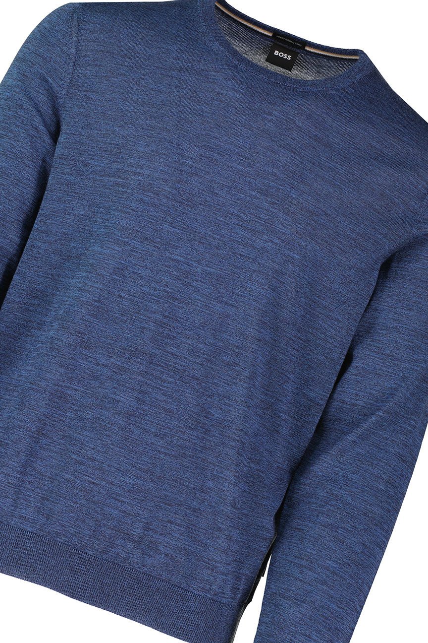 Men's BOSS Black Leno-P Dark Blue Crew Neck Knitwear - image 4