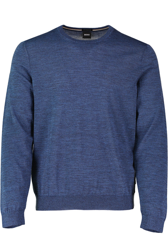 Men's BOSS Black Leno-P Dark Blue Crew Neck Knitwear