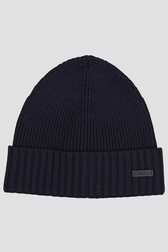 Men's BOSS Black Fati Dark Blue Beanie Hat