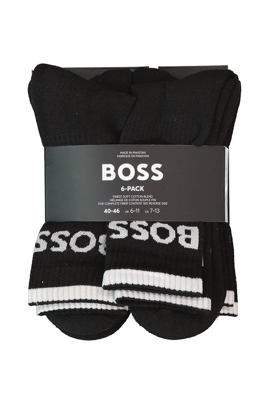 Men's BOSS Black 6P QS Stripe Black Socks
