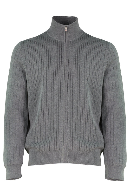 Mens BOSS Black H-Bejino Medium Grey High Neck Knitwear