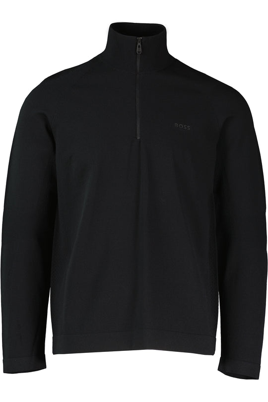 Mens BOSS Green K_Seamless Tech_QZ Black Quarter Zip