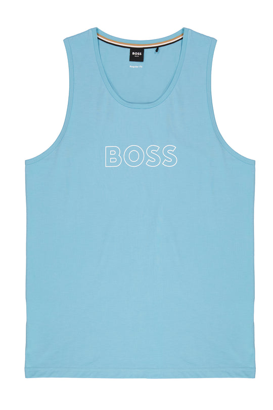Mens BOSS Black Beach Tank Top in Light Pastel Blue