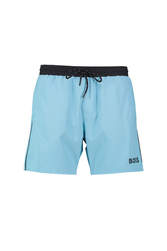 Mens BOSS Black Starfish Light Pastel Blue Swim Shorts