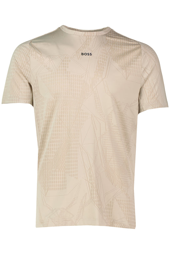 Mens BOSS Green Tee Desert Active Open Beige Slim Fit T Shirt