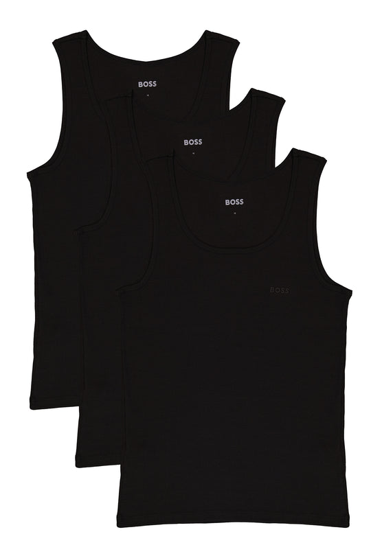 Mens BOSS Black TankTop3P RibClassic in Black