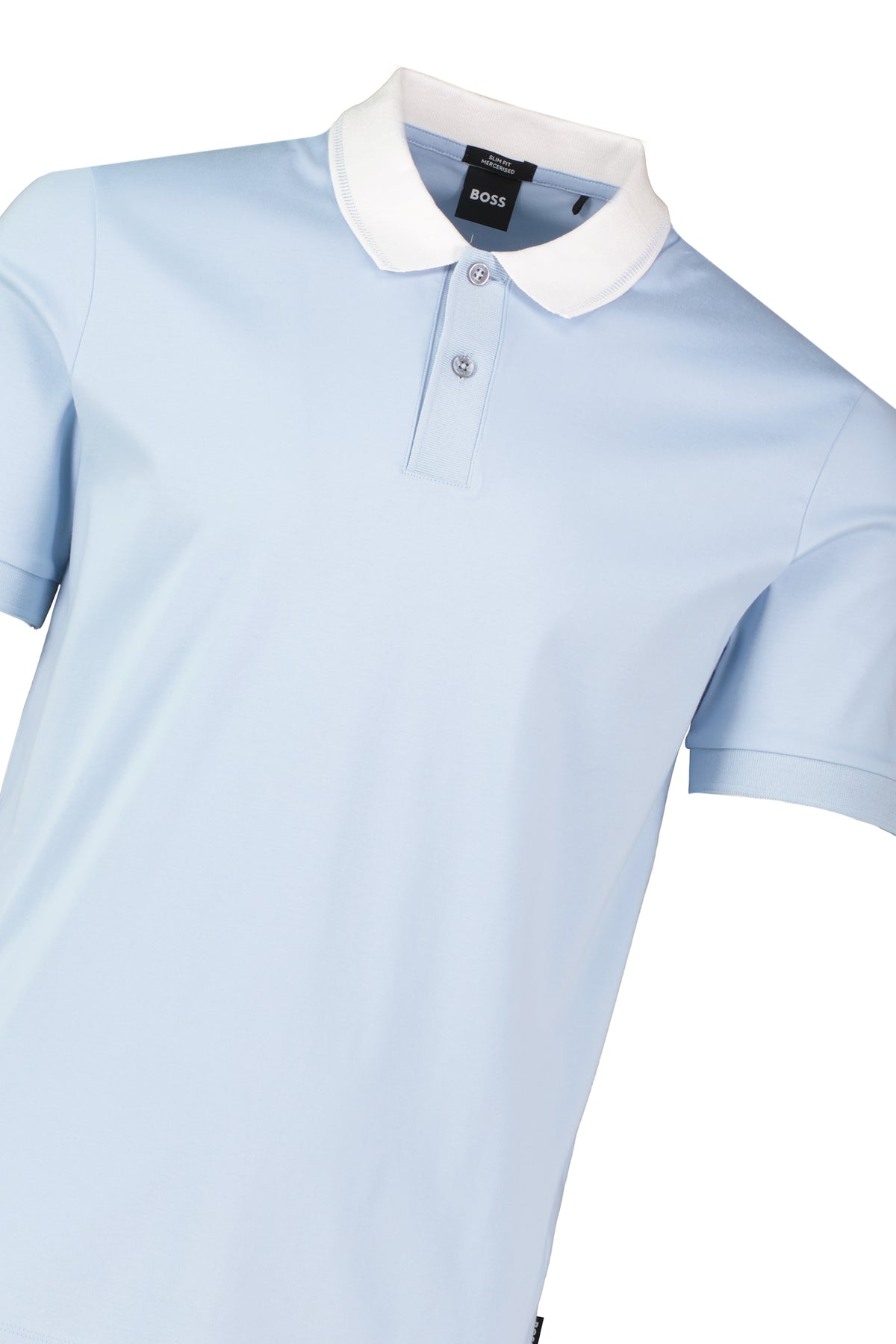 Mens BOSS Black H-Phillipson 199 Slim Fit Light Pastel Blue Polo Shirt - image 4