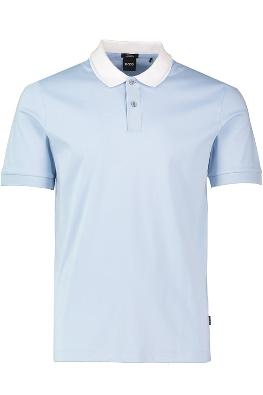 Mens BOSS Black H-Phillipson 199 Slim Fit Light Pastel Blue Polo Shirt