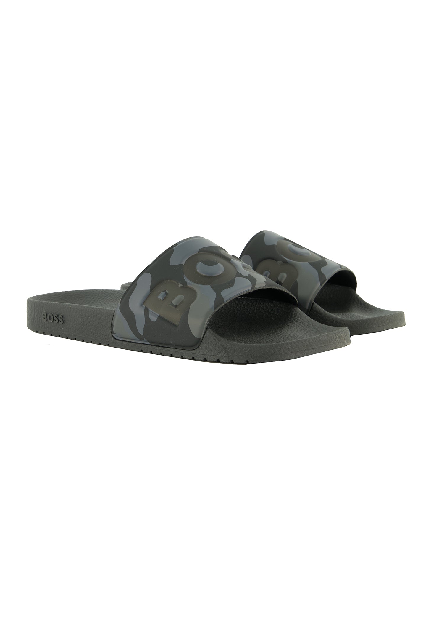 Mens BOSS Black Aryeh_Slid_npcmlg Medium Grey Slides