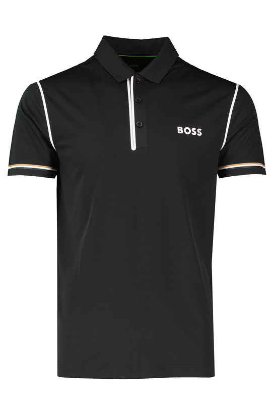 Mens BOSS Green Paddytech GOC Black Polo Shirt
