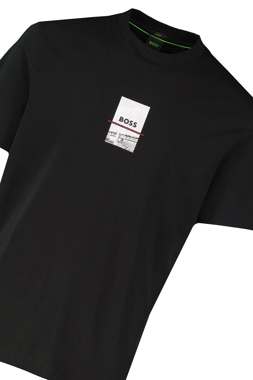 Mens BOSS Green Tee Photoprint Black T Shirt - image 4