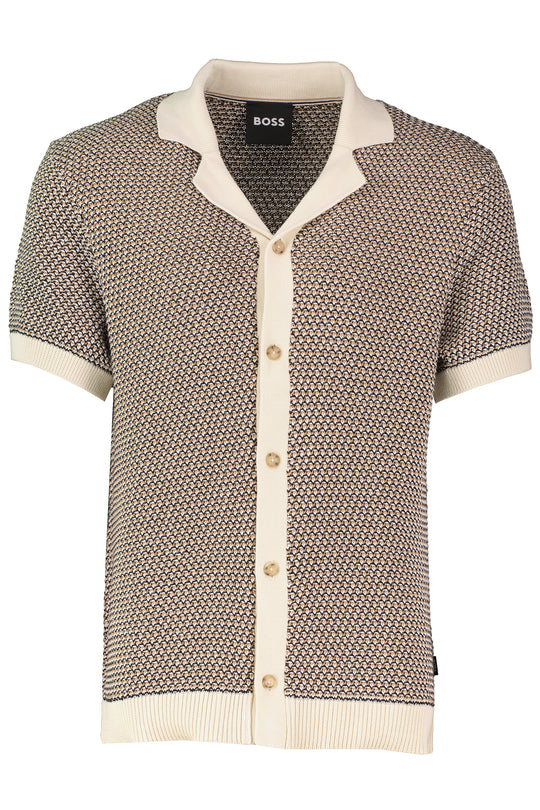 Men's BOSS Black Iconico White Full Button Polo Shirt