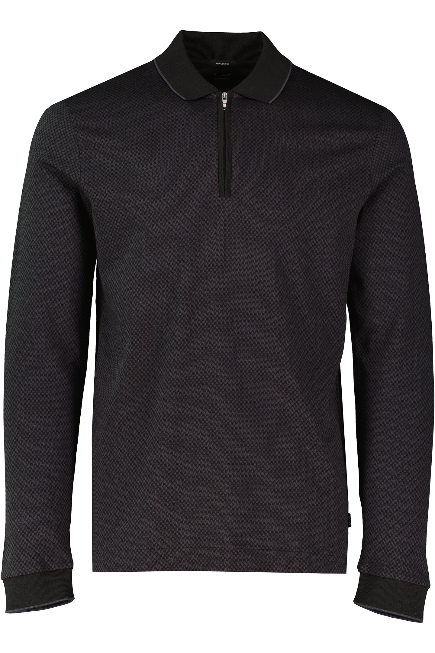 Mens BOSS Black H-Pedduzi 06 Black Long Sleeve 1/4 Zip Polo Shirt