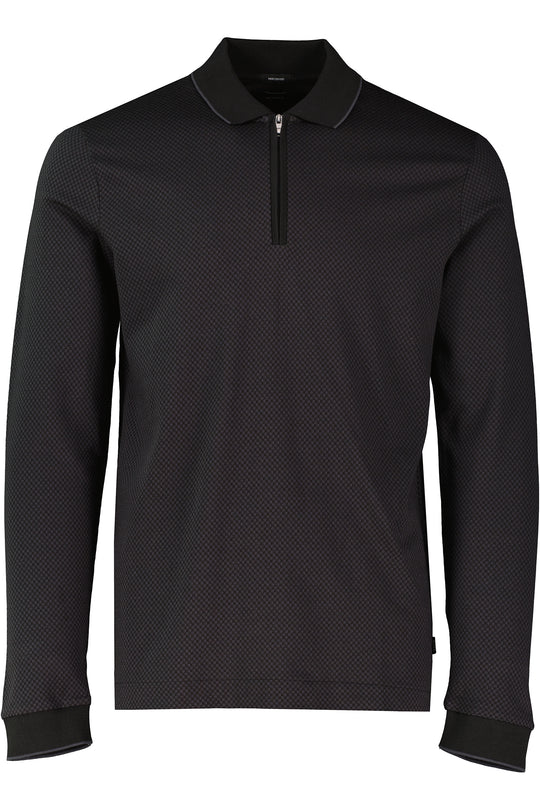 Mens BOSS Black H-Pedduzi 06 Black Long Sleeve 1/4 Zip Polo Shirt