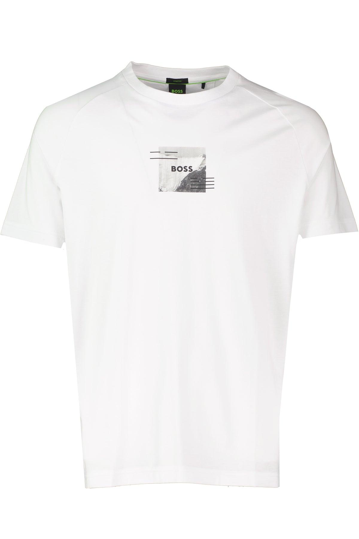 Mens BOSS Green Tee Stripe Zone White T Shirt - image 2