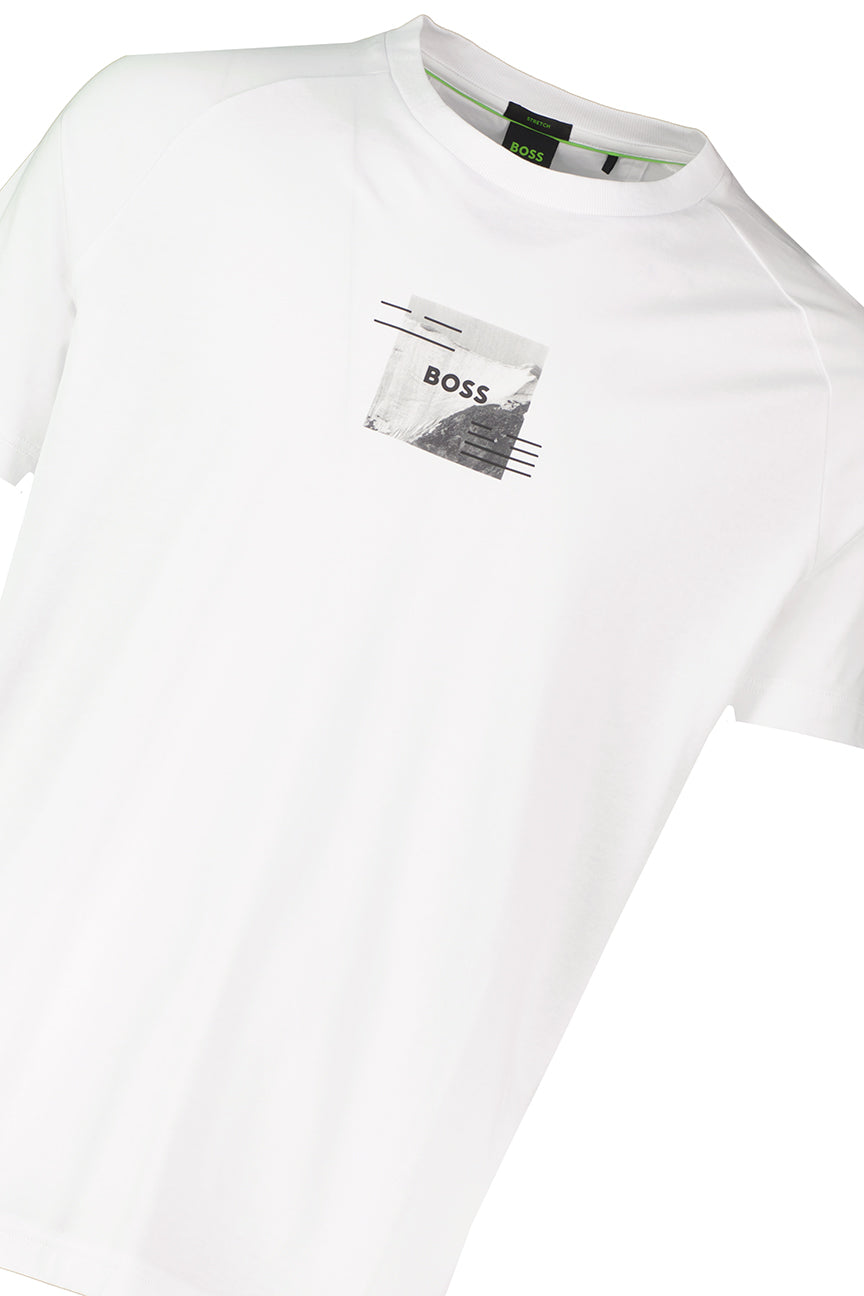 Mens BOSS Green Tee Stripe Zone White T Shirt - image 4