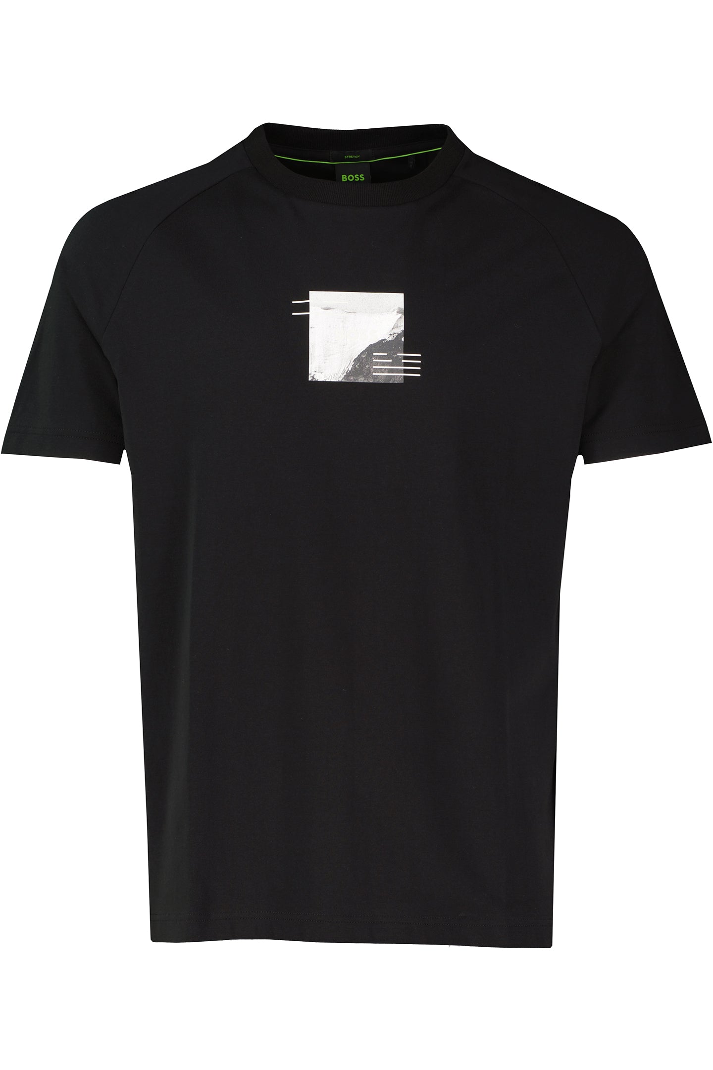 Mens BOSS Green Tee Stripe Zone Black T Shirt
