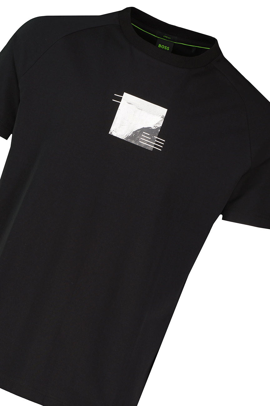 Mens BOSS Green Tee Stripe Zone Black T Shirt - image 4