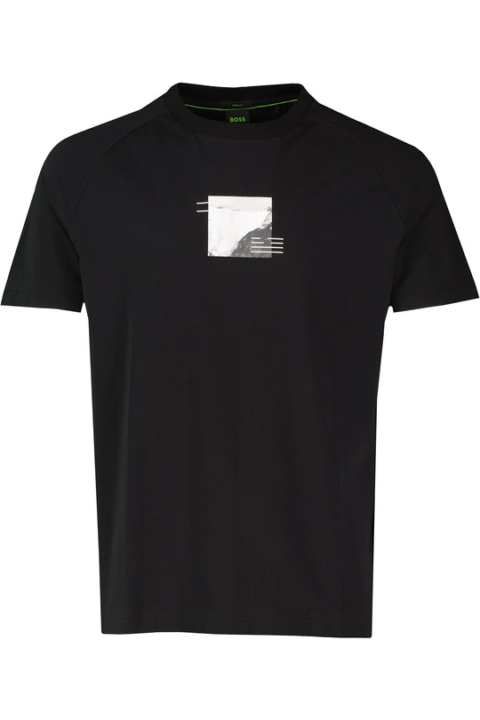 Mens BOSS Green Tee Stripe Zone Black T Shirt