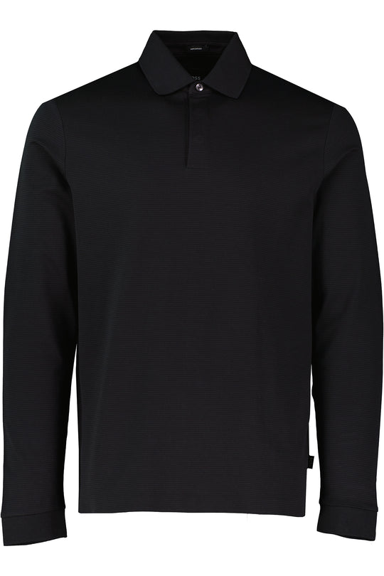 Mens BOSS Black H-Pado 432 Black Long Sleeve Polo Shirt