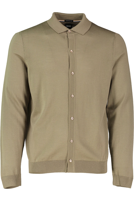 Men's BOSS Black Helbert Brown Button Up Cardigan