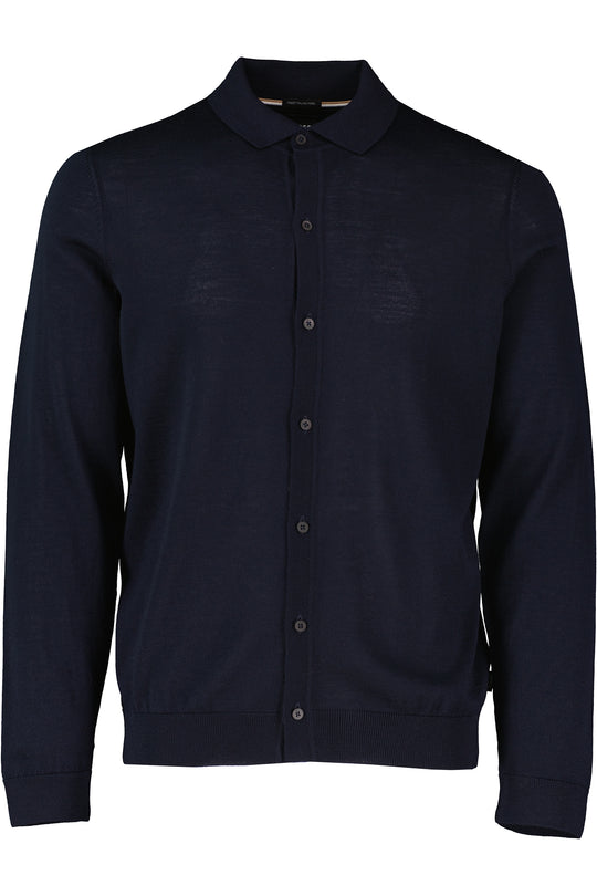 Men's BOSS Black Helbert Dark Blue Button Up Cardigan