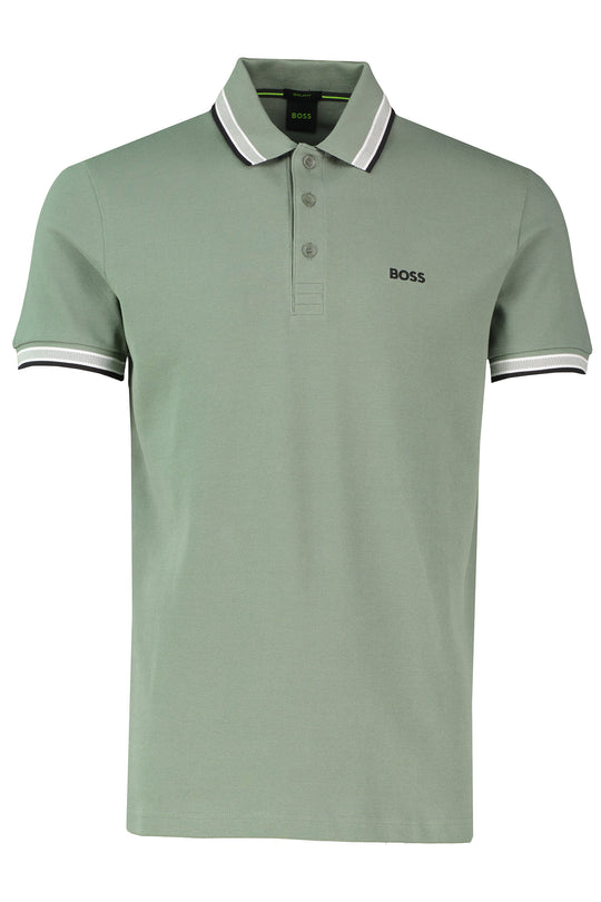 Mens BOSS Green Paddy Open Green Polo Shirt
