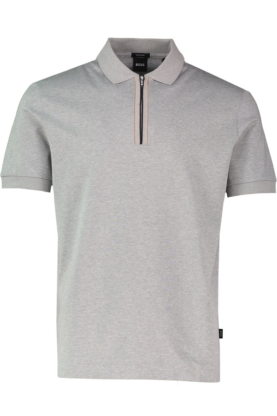 Mens BOSS Black H-Paras Silver 1/4 Zip Mercerised Polo Shirt