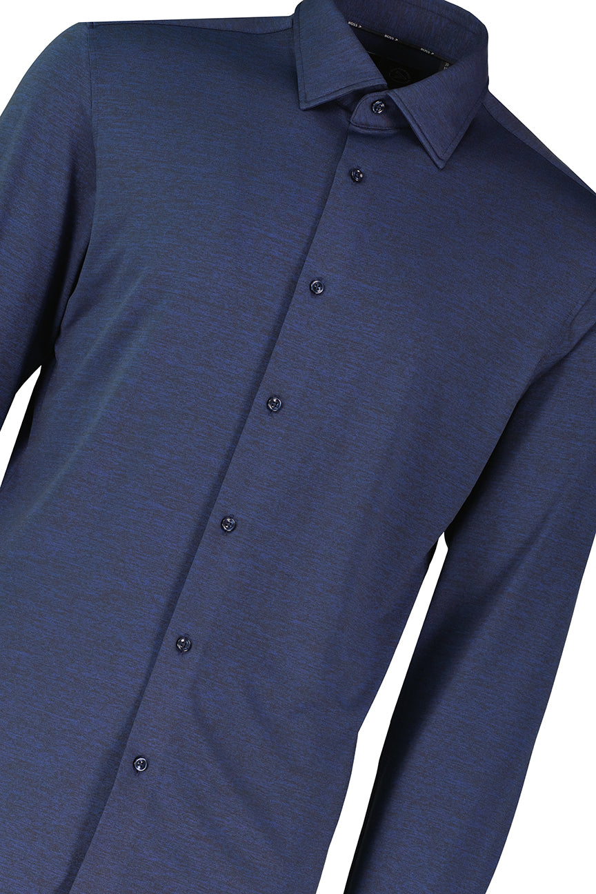 Mens BOSS Black P-HANK-kent-C1-222 Dark Blue Melange Slim Fit Shirt - image 4