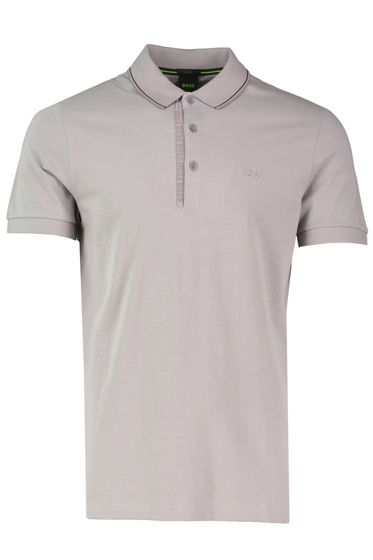 BOSS Green Paule 4 Open Grey Slim Fit Polo Shirt