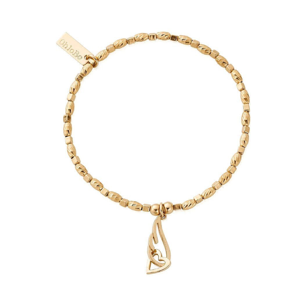 ChloBo Soul Glow Interlocking Heart and Angel Wing Bracelet Silver Gold Plated