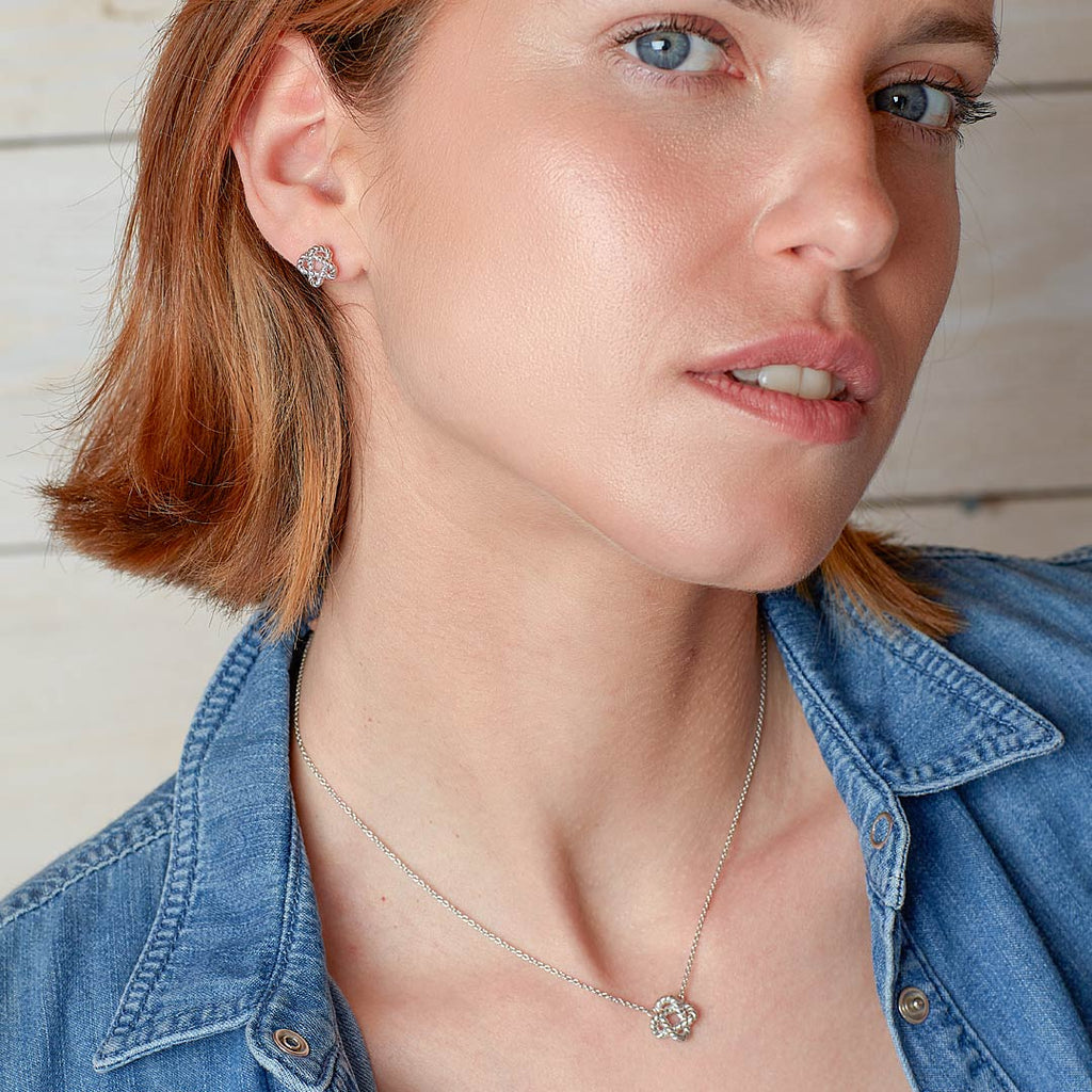Kit Heath Marina Rope Knot Stud Earrings in Silver by Kit Heath