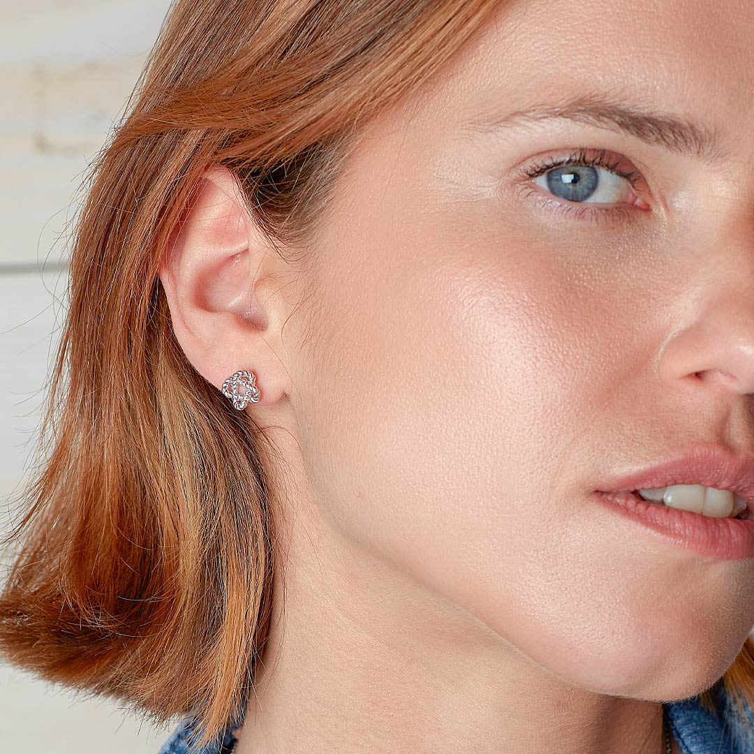 Kit Heath Marina Rope Knot Stud Earrings in Silver by Kit Heath
