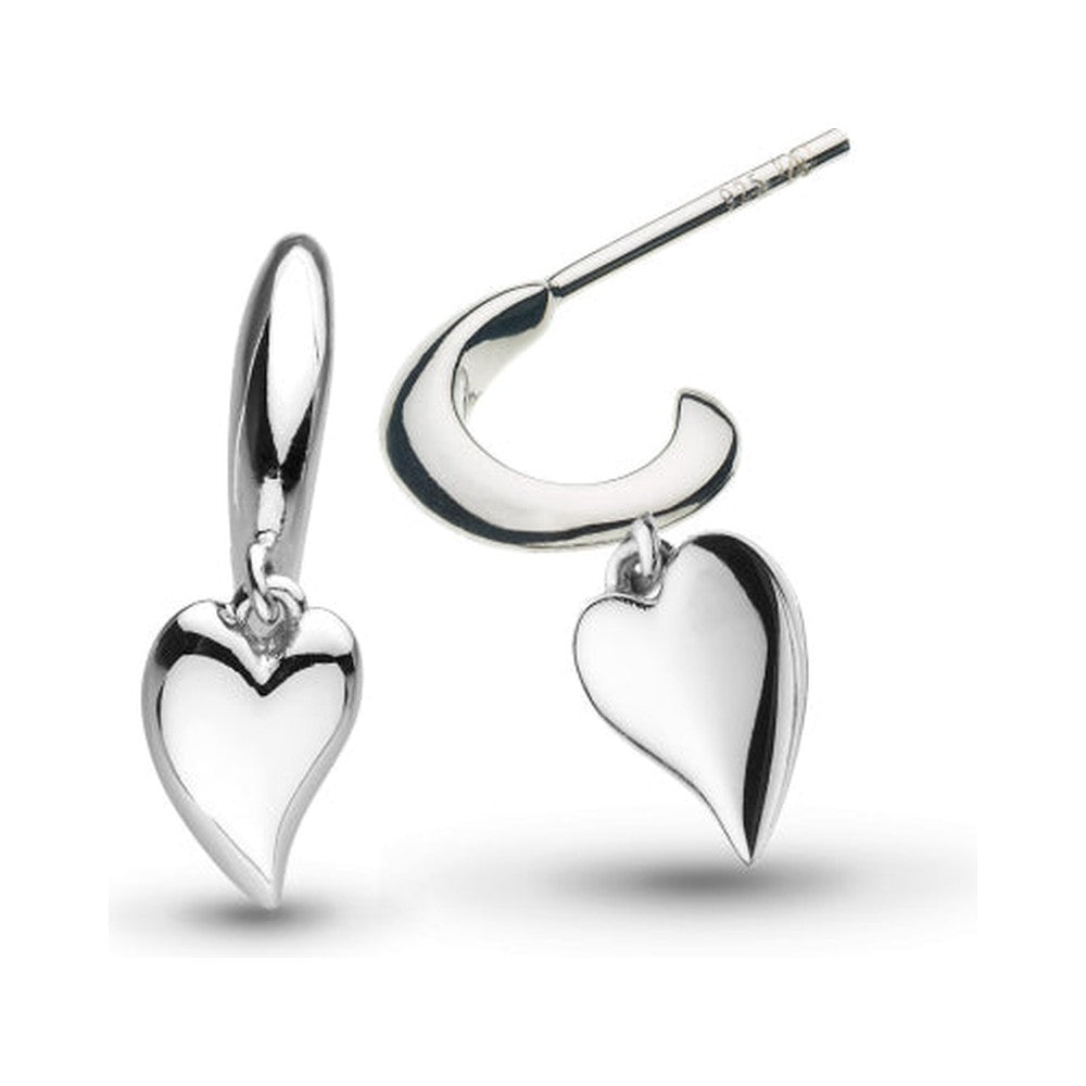 Kit Heath Silver Desire Kiss Mini Heart Semi Hoop Stud Drop Earrings 60BKRP